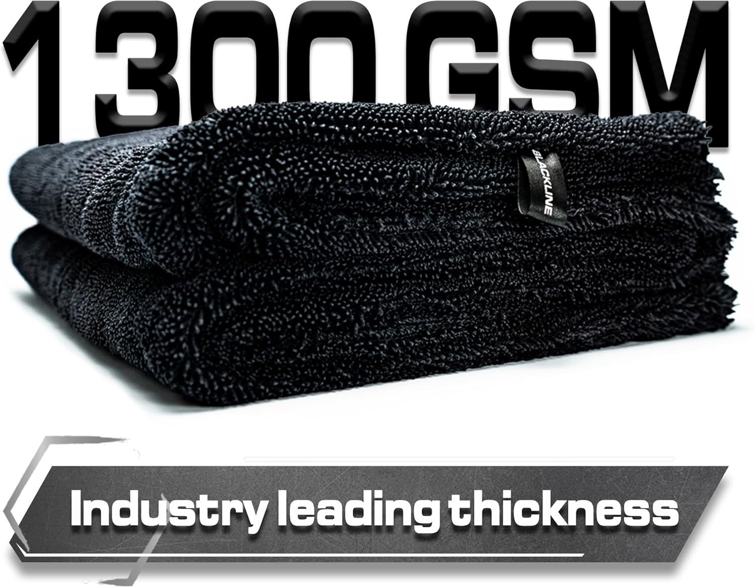 Blackline 24"x36" Twisted-Loop Drying Towel, 1300GSM, Streak Free, Lint Free, Reusable - Car Accessories, Bath Towels, Microfiber Cleaning Cloth - One Pass is All You Need