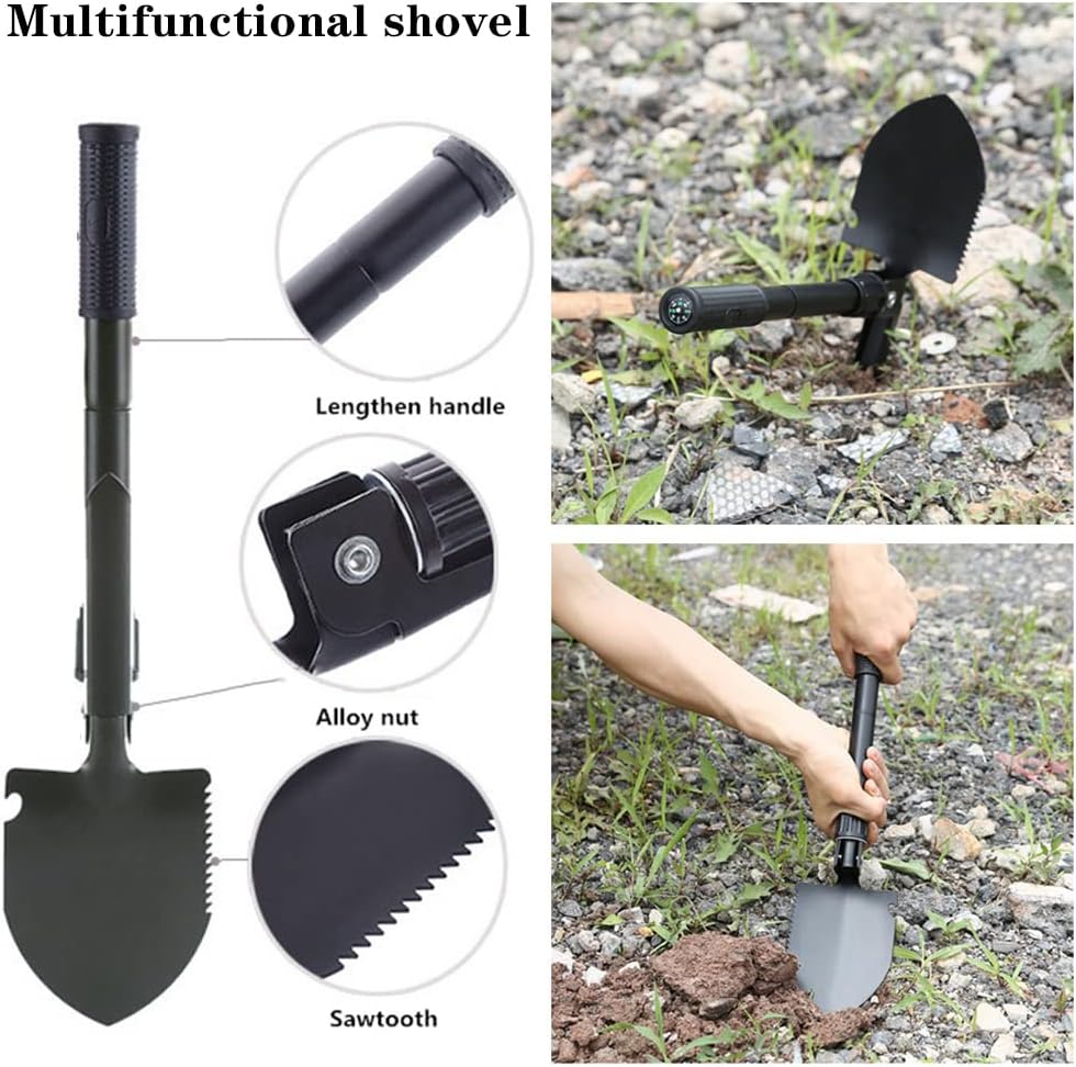 Emergency Roadside Kit for Car,Emergency Kits for Vehicles,Safety Kits for Cars, Car Jumper Cables Kit(11.8 Foot Upgrade) 124 Pcs,Tow Strap, Folding Survival Shovel,Car Tool Kit