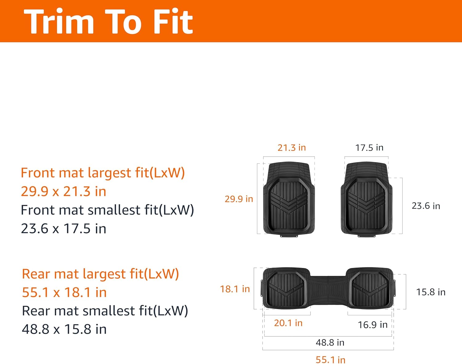 Alfombras de Goma Todo Clima Amazon Basics – 3 Piezas Trim To Fit