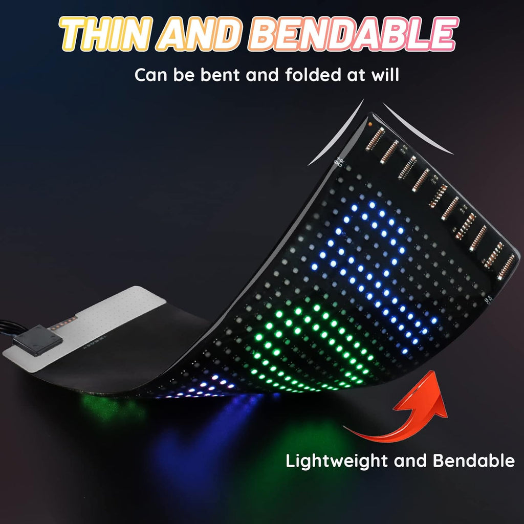 KJOY Mini LED Car Signs, 6.7''x2.76'' Flexible USB 5V LED digital sign Bluetooth Application Control DIY Programmable Scrolling LED Sign for Car Party Wedding Festival 7x3 inch