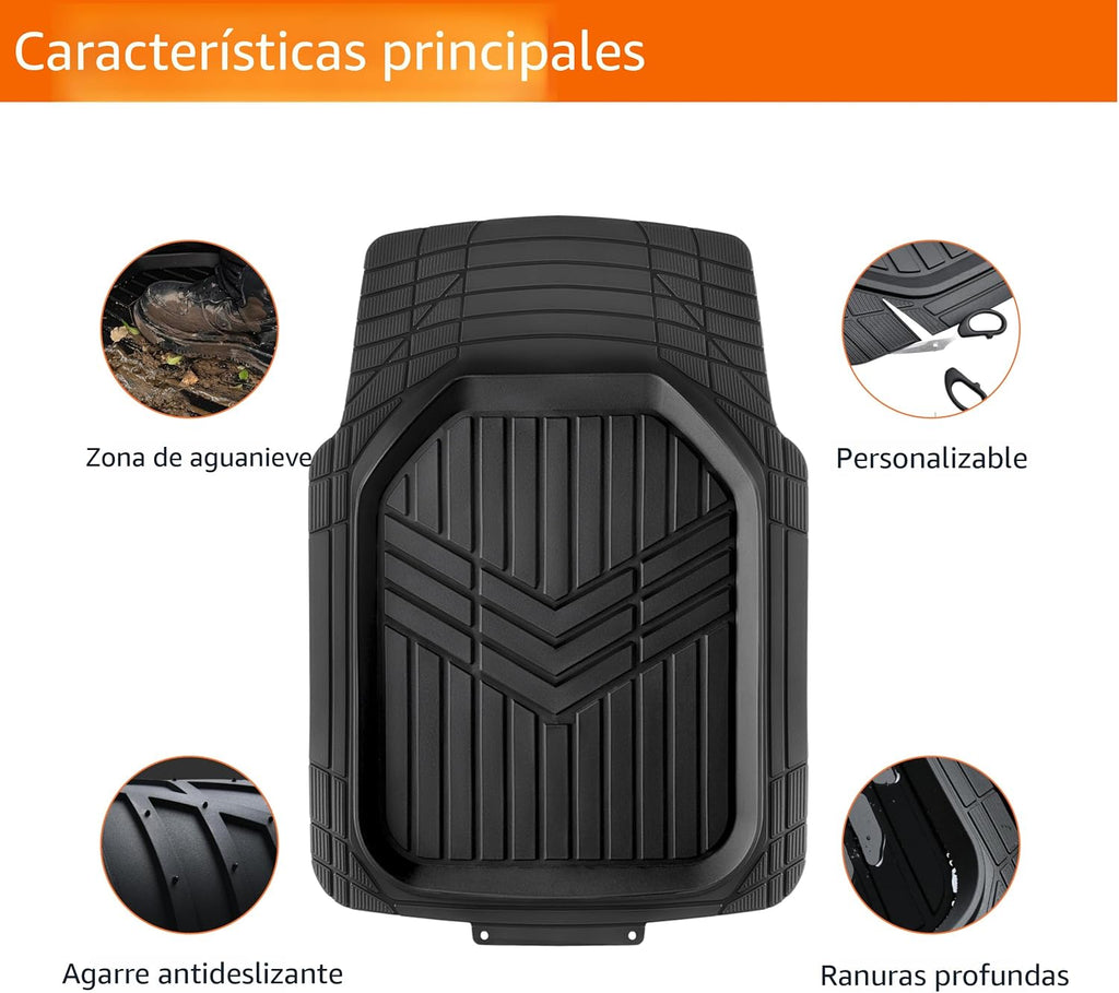 Alfombras de Goma Todo Clima Amazon Basics – 3 Piezas Trim To Fit