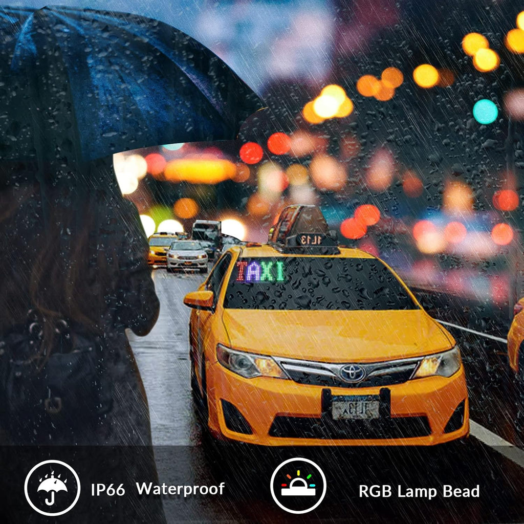KJOY Mini LED Car Signs, 6.7''x2.76'' Flexible USB 5V LED digital sign Bluetooth Application Control DIY Programmable Scrolling LED Sign for Car Party Wedding Festival 7x3 inch