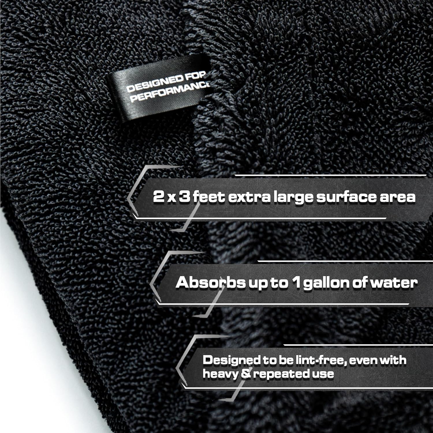 Blackline 24"x36" Twisted-Loop Drying Towel, 1300GSM, Streak Free, Lint Free, Reusable - Car Accessories, Bath Towels, Microfiber Cleaning Cloth - One Pass is All You Need