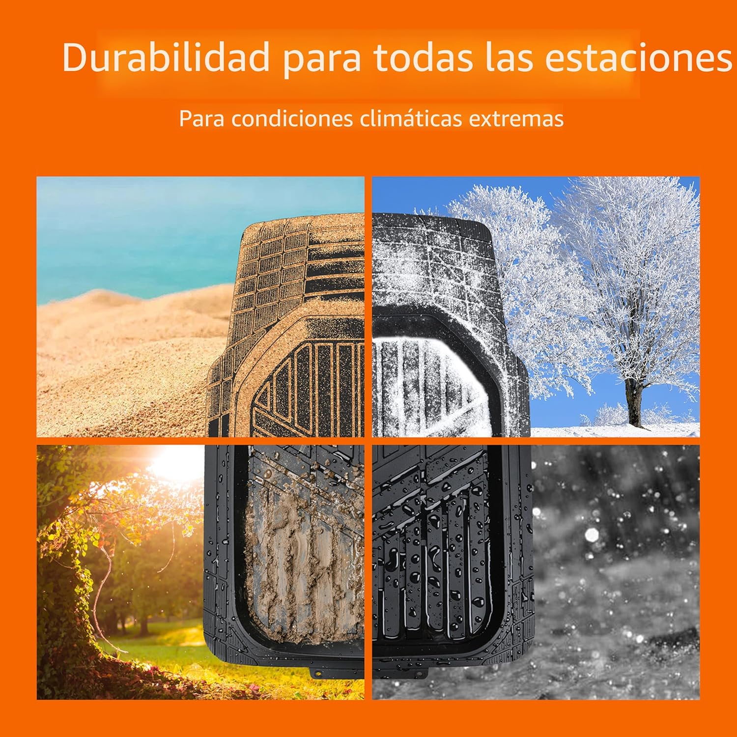 Alfombras de Goma Todo Clima Amazon Basics – 3 Piezas Trim To Fit